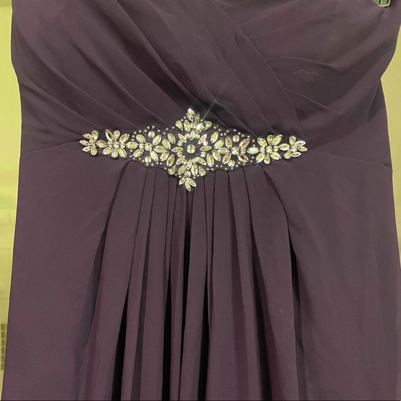 Bill Levkoff Bridesmaid Formal Strapless Floor Length Eggplant Dress sz 8 - Picture 5 of 7